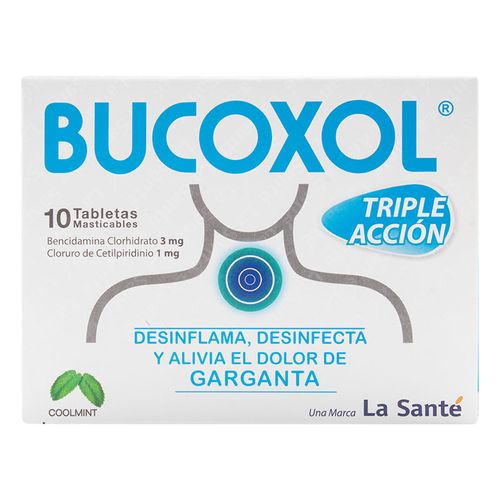 Bucoxol Triple Accion Coolmint 10 Tabletas