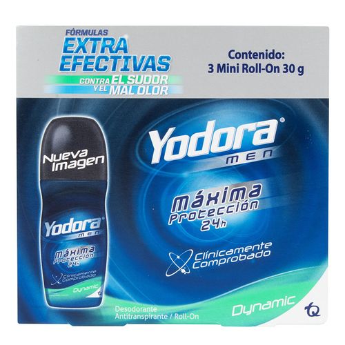DESODORANTE YODORA MINIROL DINAMIC 30 GR 3 UDS HOMBRE