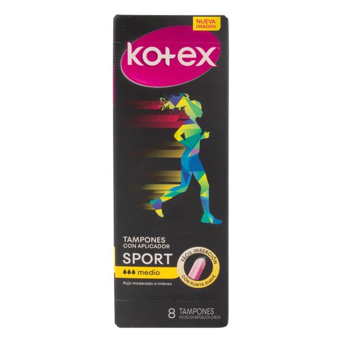 Tampon Kotex Sport Medio Con Aplicador 8 Uds