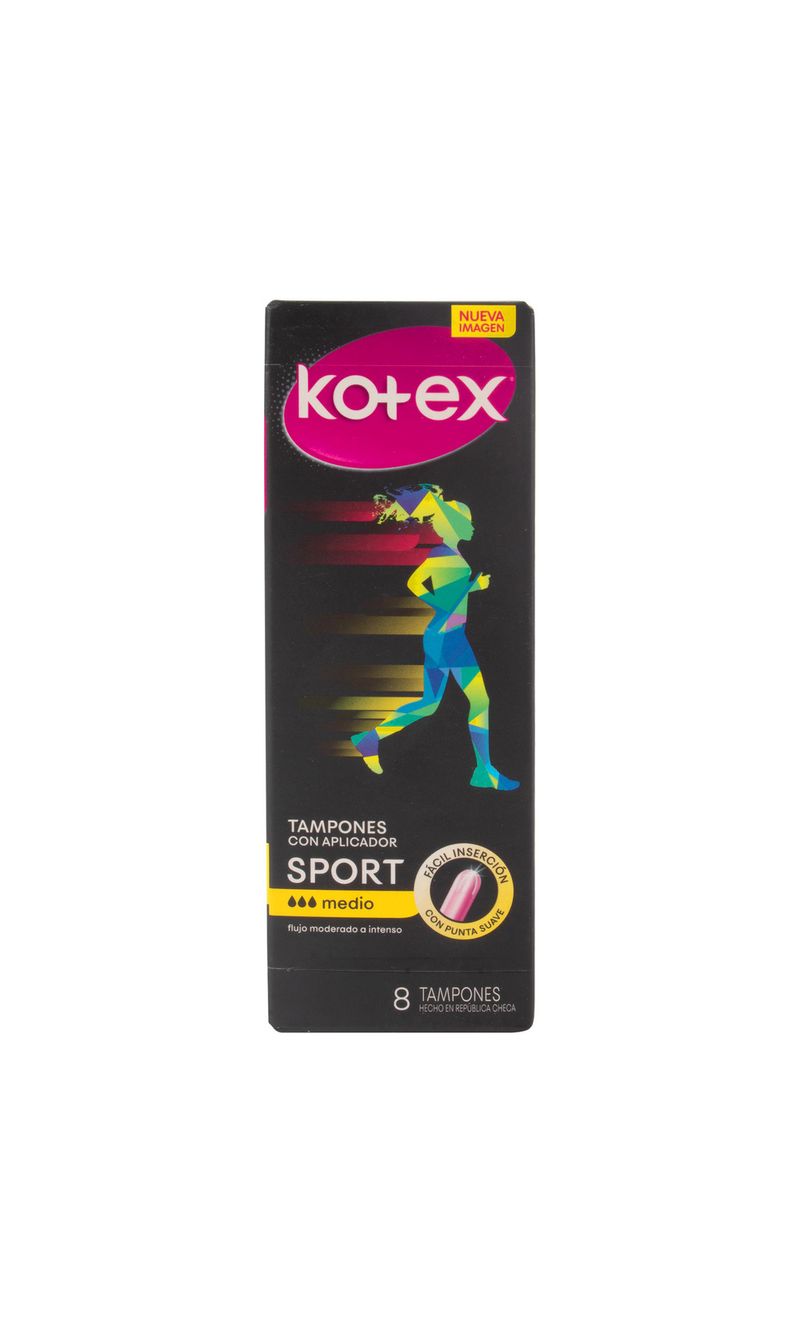 TAMPON-KOTEX-SPORT-MEDIO-CON-APLICADOR-8-UDS