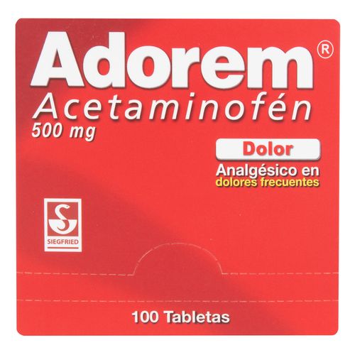Adorem Acetaminofen 500 Mg 100 Tabletas