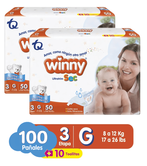 Pañal Winny Ultratrim Sec Etapa 3 Por 100 Unidades Oferta