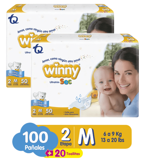 Pañal Winny Ultratrim Sec Etapa 2 Por 100 Unidades Oferta