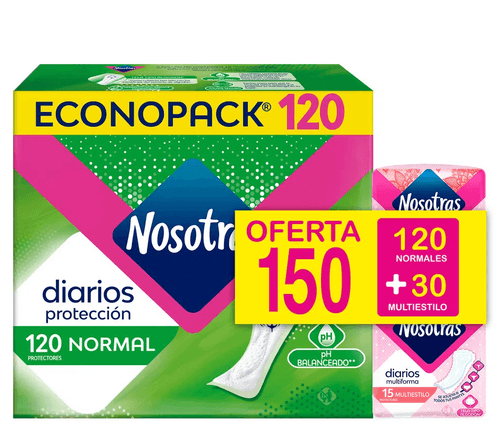 Protectores Normal Nosotras 120 Unds+ Prot. Multi. 30 Unds.