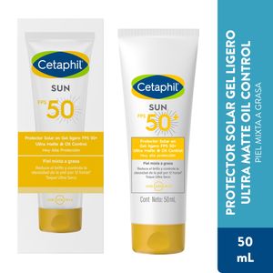 Protector Solar En Gel Ligero Ultra Matte Y Oil Control Sun Fps 50+ 50 Ml Cetaphil