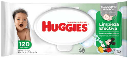 Toallitas Húmedas Huggies Limpieza Efectiva X 120 Unidades