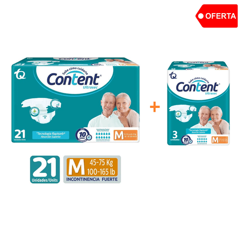 Pañal Content Ultrasec Talla M X 21 Und