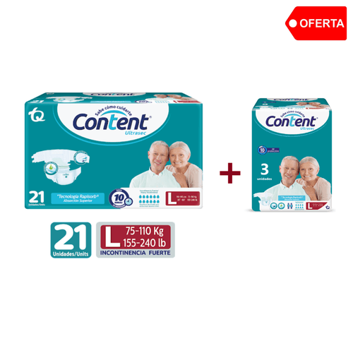 Pañal Content Ultrasec Talla L X 21 Und
