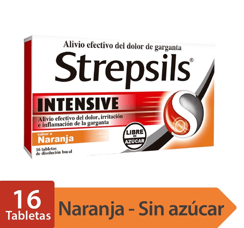 Strepsils Intensive.Naranja Sin Azucar.16 Tabletas