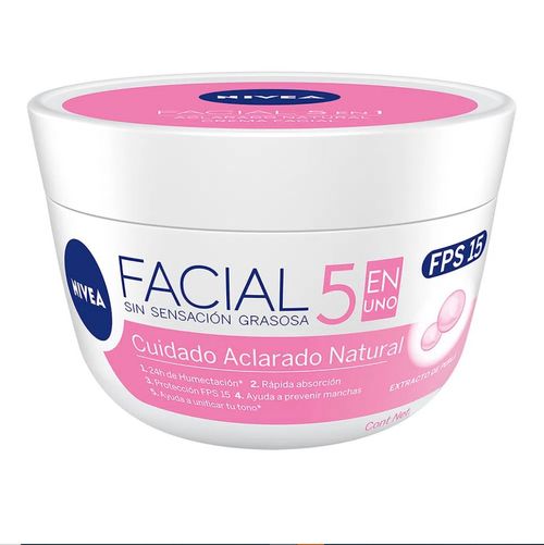 Crema Nivea Facial 5 En 1 Cuidado Aclarado Natural Fps15 50Ml