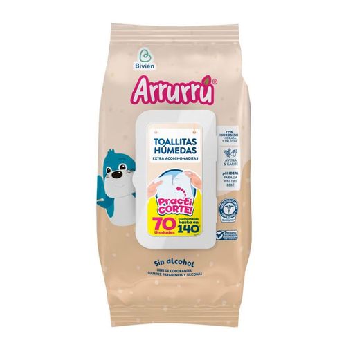 Toallitas Humedas Arrurru Avena Practicorte 70 Unidades