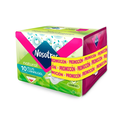 Toallas Nosotras Plus Canagel 10 Unidades + 2 Toallas Confident V
