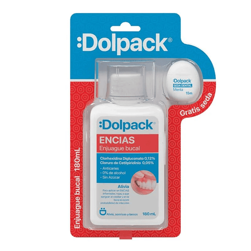 Enjuague Bucal Dolpack Encias Con Clorhexidina 180Ml+Seda Dental