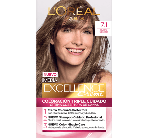 Tinte Excellence Creme Kit 7.1 Rubio Cenizo