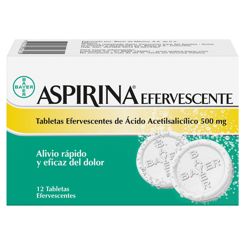 Aspirina Efervescente 500 Mg 12 Tabletas
