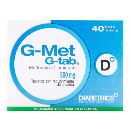 G Met Tabs 500 Mg 40 Tabletas