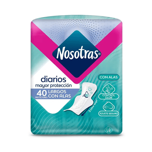 Protectores Nosotras Diarios Largos Alas 40 Unidades