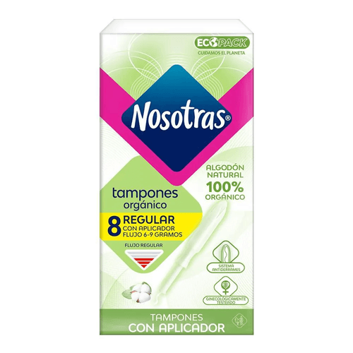 Tampones Nosotras Con Aplicador Regular Organico 8 Unidades