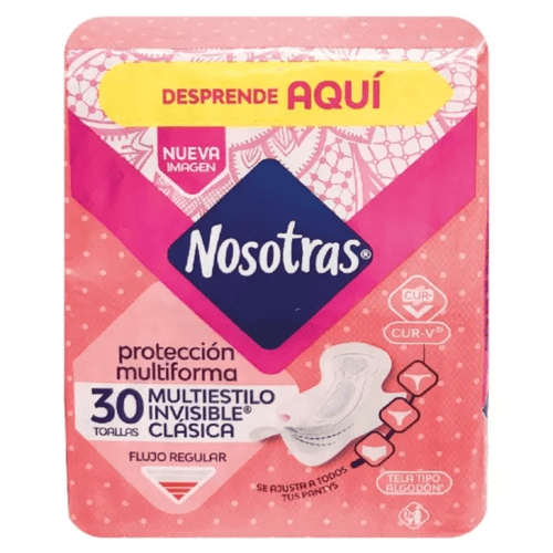 Toallas Nosotras Invisible Clasica Multiestilo 30 Unidades
