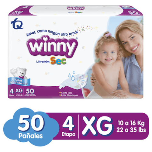 Pañal Winny Ultratrim Sec Etapa 4 Por 50 Unidades