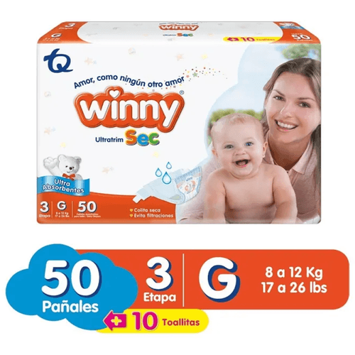 Pañal Winny Ultratrim Sec Etapa 3 Por 50 Unidades