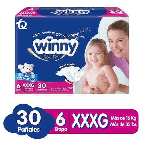 Pañal Winny Ultratrim Gold Etapa 6 Por 30 Unidades
