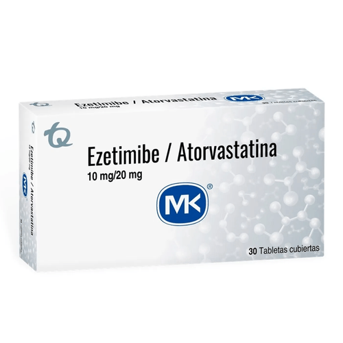 Ezetimibe 10 Mg Atorvastatina 20 Mg 30 Tabletas Mk