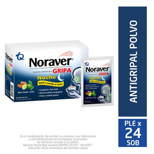 Noraver Gripa Bebida Noche 15 Gr 24 Sobres