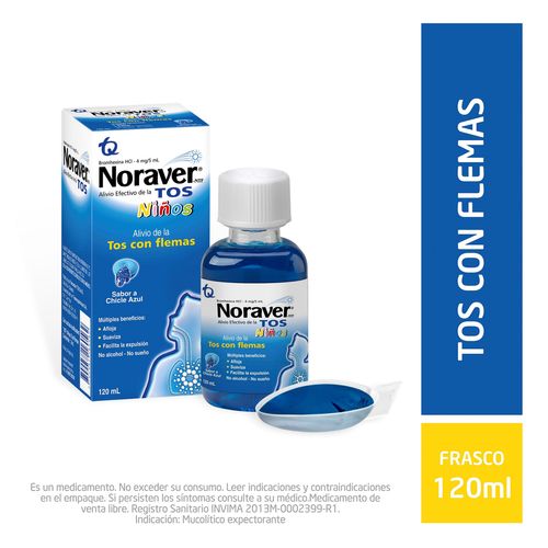 Noraver Tos Ninos Chicle Azul Jarabe 120Ml